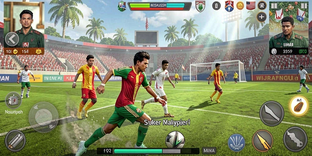 Tangkapan layar karakter utama dalam aksi.